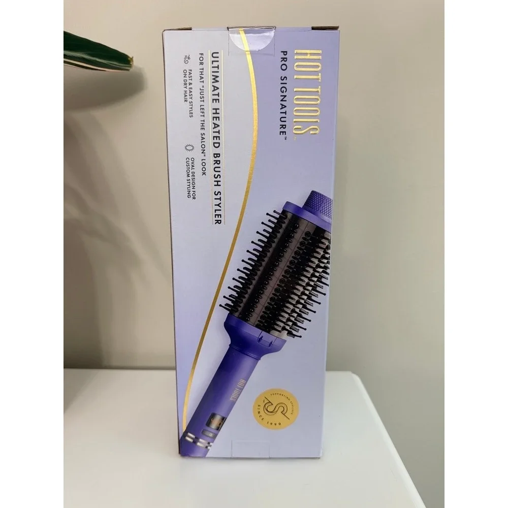 Hot Tools Pro Signature Heated Brush Styler Purple Oval Design NWT